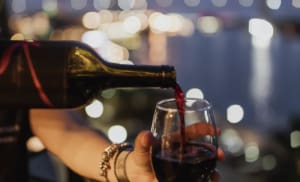 Wine glass on balcony
